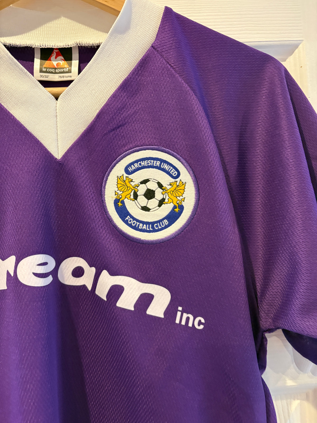 Harchester United FC Home Shirt Dream Team Sky One Le Coq Sportif Dream Inc Purple 30/32”