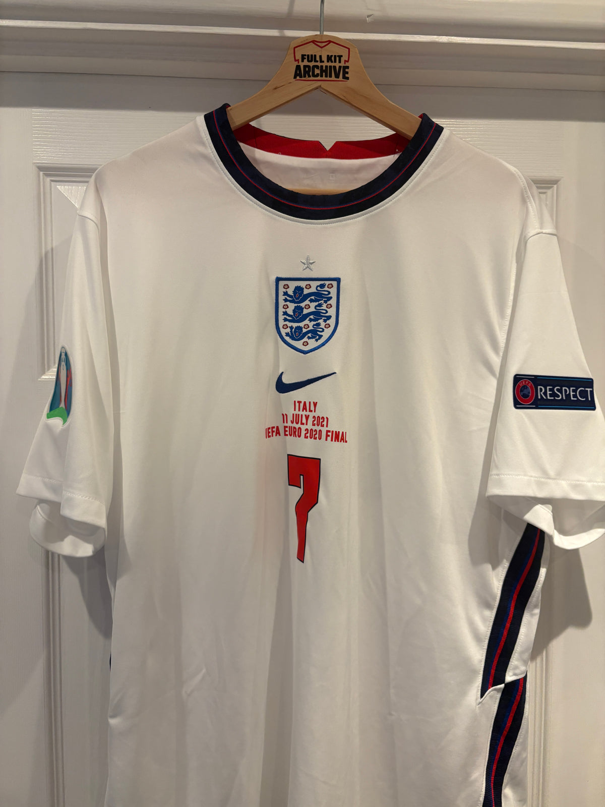 England 2020/21 Home Shirt Grealish #7 Nike XL Euro 2020 Final vs Italy
