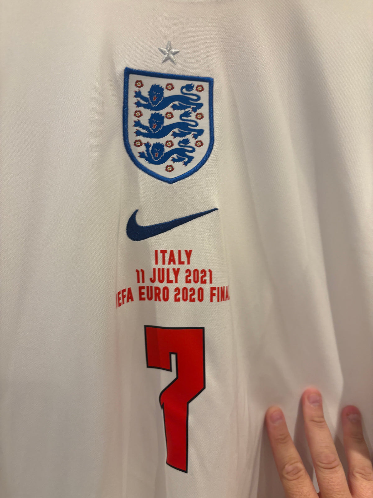 England 2020/21 Home Shirt Grealish #7 Nike XL Euro 2020 Final vs Italy