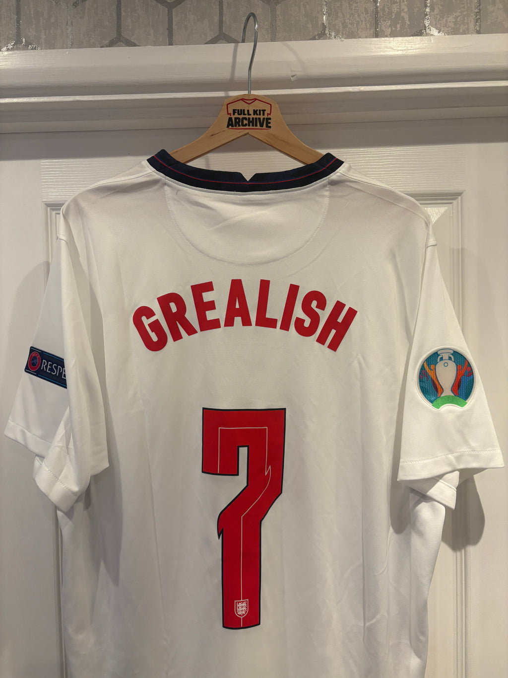 England 2020/21 Home Shirt Grealish #7 Nike XL Euro 2020 Final vs Italy