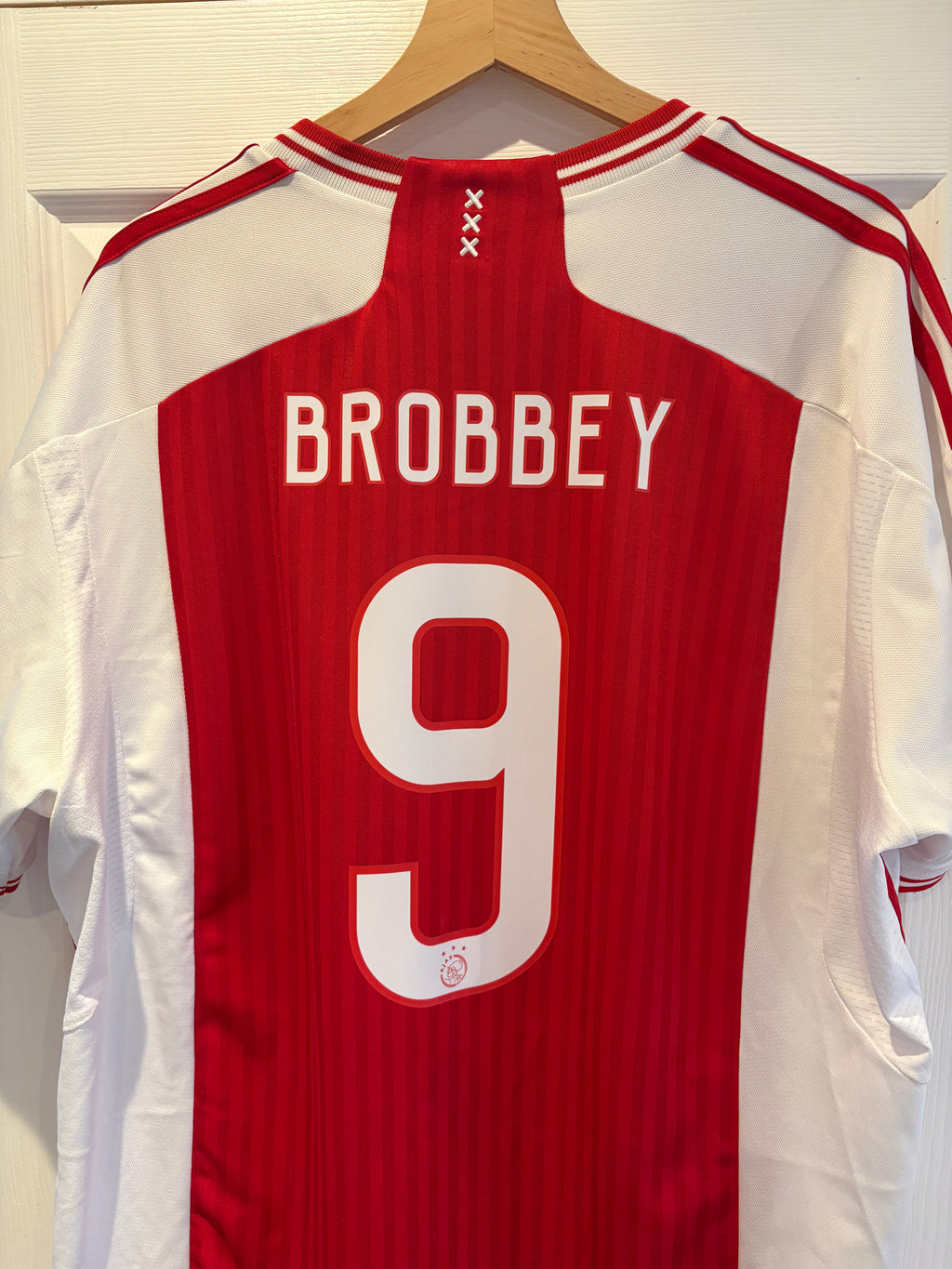 ajax amsterdam 2023/24 home shirt brobbey #9 adidas ziggo eredivisie jersey 2xl slim fit