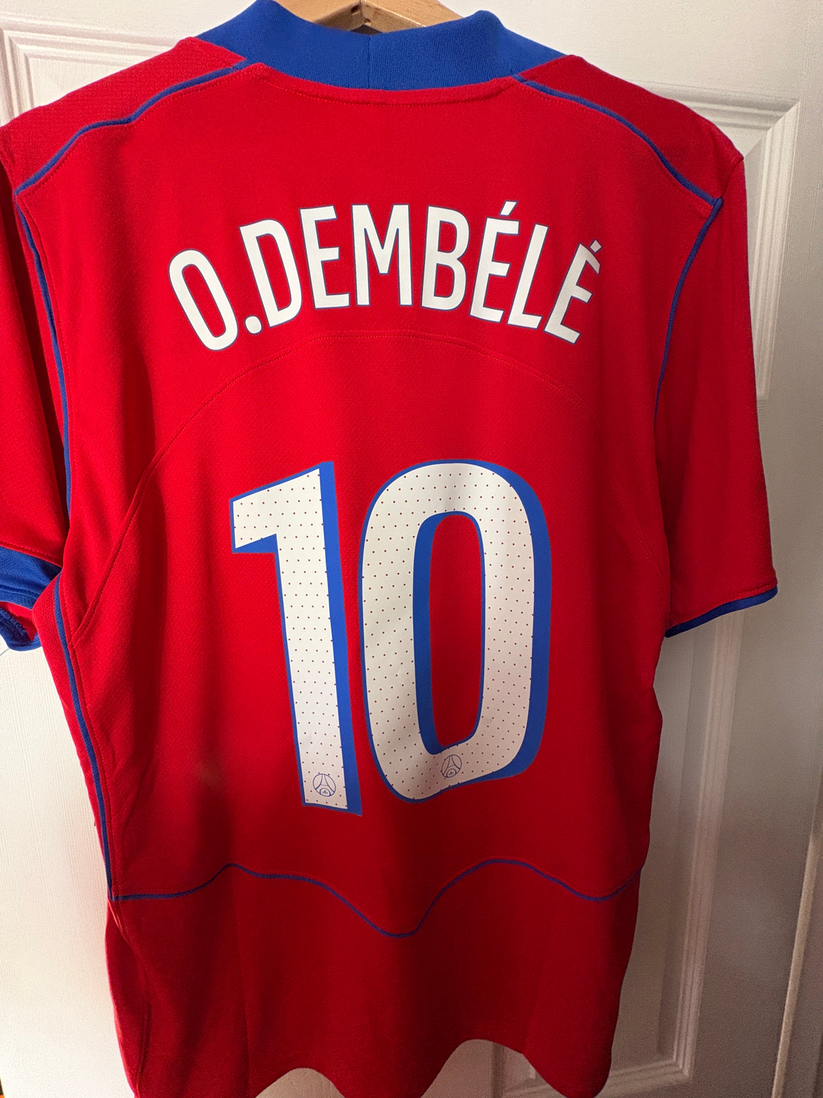 PSG Paris Saint-Germain 2024/25 Away Shirt O.Dembélé 10 Red/Blue Nike Dri-Fit Size L