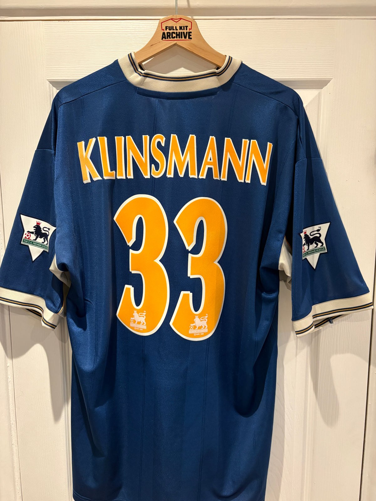 Tottenham Hotspur 1997/98 Away Shirt Klinsmann 33 – Official Pony Reissue – XL